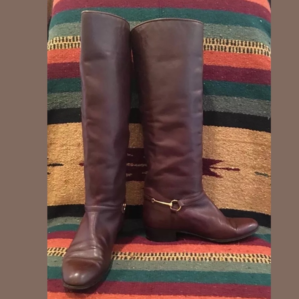 GUCCI Beautiful Brown Equestrian Horse Bit Riding Boots Sz 6 made in Italy RARE! - Picture 4 of 8